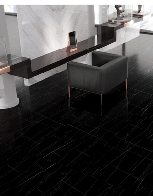 Plancher d'appartement Carreaux de porcelaine en marbre noir avec conception hexagonale rouilleuse en taille 30x30