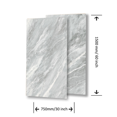 750x1000 mm Carreaux en pierre de porcelaine en marbre blanc vitré poli pour salle de bain commerciale