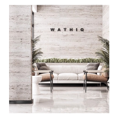 Carreaux de mur extérieur en travertin vitrifié en porcelaine blanche 1200 x 600 avec finition vitrée