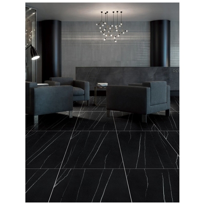 Carreaux de mur de quartzite noir en charbon de bois Carreaux noirs de style marbre noir pour salle de bain