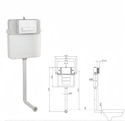 Réservoir d'eau pour toilettes en plastique pour toilettes en céramique moderne dans la rénovation de salles de bains