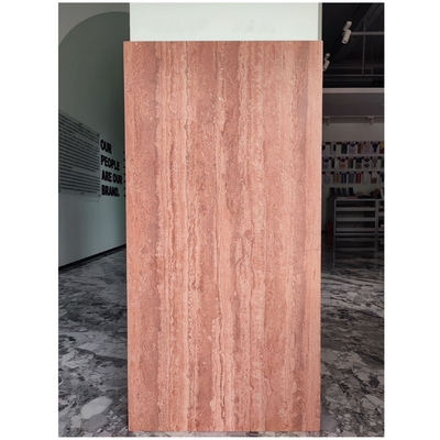 Plancher de salon haut de gamme Carreaux de porcelaine imperméables en rouge / rose Travertin