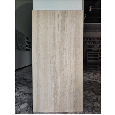 Carreaux d'effet de pierre de mur beige blanc non poli 600x1200mm pour intérieur