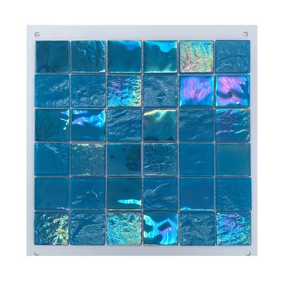 Carreaux de mosaïque en verre iridescent bleu pour piscine 306x306MM Taille de feuille Style moderne