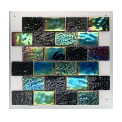 Carreaux de piscine en mosaïque en verre bleu irisé avec feuille polie Taille de 306x306MM