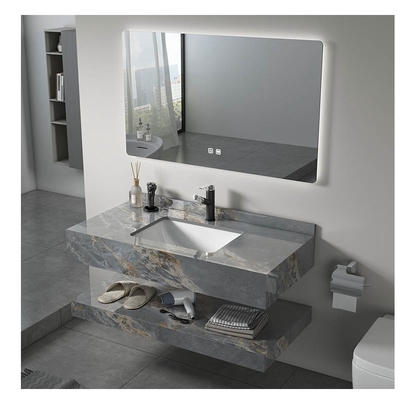 32-34 dans le mur blanc monté 2 étage armoire de salle de bain préfabriquée avec miroir et évier