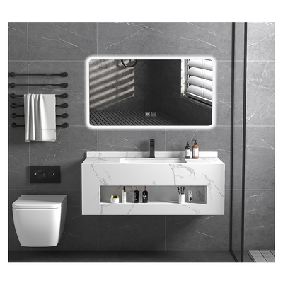 Moderne design simple salle de bain toilette vanité avec un seul évier miroir armoire en blanc