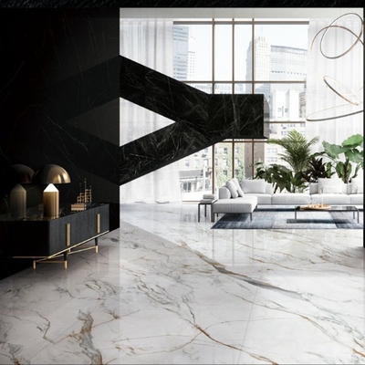 1200x2400mm Carreaux de porcelaine poli pour les murs et le sol du hall d'entrée de l'hôtel en Carrara blanc