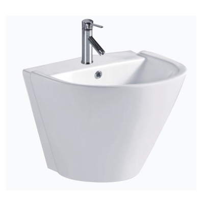 Bassin de lavage des mains en piédestal de céramique blanche avec un design décoratif traditionnel au Pakistan