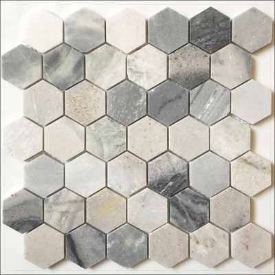 Carreaux de sol en mosaïque de marbre à jet d'eau en noir et blanc pour la décoration de la salle de bain