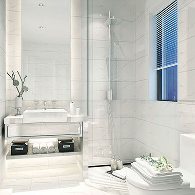 Cuisine et salle de bains intérieures Carreaux en céramique de marbre à veine blanche grise avec texture en bois massif