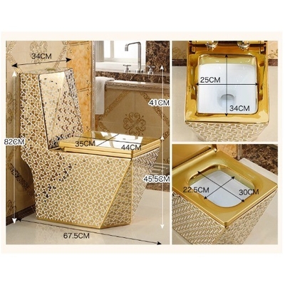 Salle de bains moderne en céramique avec finition dorée double chasse-eau siphon chasse-eau de luxe