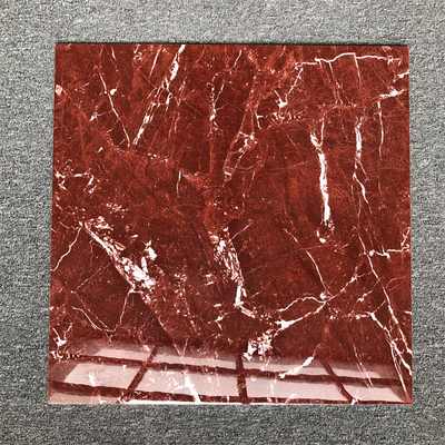 Super rouge brillant 600x600mm Carreaux de sol 24x24 Carreaux de céramique au quartz poli étoile rouge