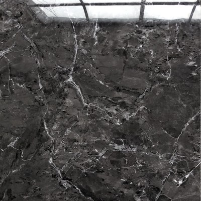 Porcelainato super brillant en marbre noir, carreaux de porcelaine poli avec des veines blanches 60*60