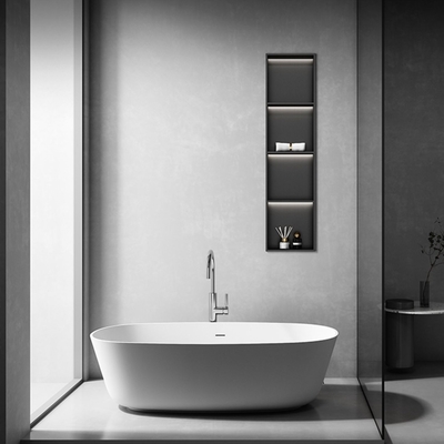 Étagères de douche en acier inoxydable poli Niches de douche recouvertes Étagères Systèmes avec finition mate