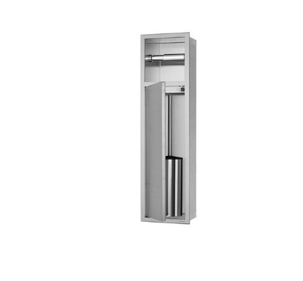 Pinceau de toilette en acier inoxydable à l'intérieur de la salle de bain avec décoration lumineuse