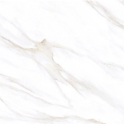 Plancher d'appartement 600x600 Porcelaine vitrée Blanche céramique brillante Carreaux d'or Calacatta